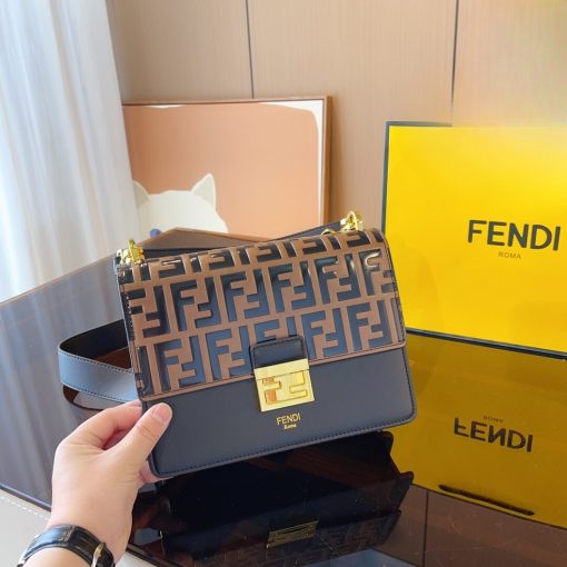 Fendi Kan I Leather Bag Brown 25Cm - Image 7