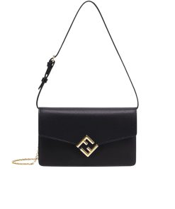 Fendi Ff Diamonds Wallet On Chain Black 22Cm 8M0488Alv4F0Kur