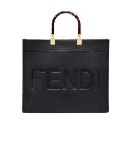 Fendi Sunshine Large Black Leather Shopper 41Cm 8Bh372Abvlf0Kur