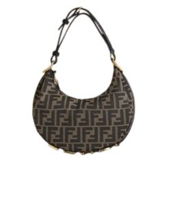 Fendigraphy Small Vintage Gold Metal Leather Bag 28Cm