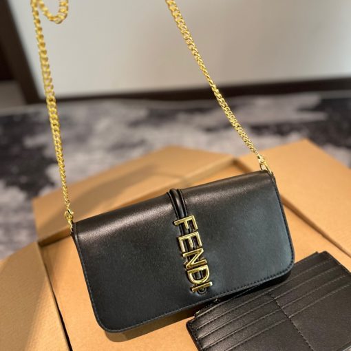 Fendi Fendigraphy Wallet On Chain Black 21Cm 8Bs076A5Dyf0Kur - Image 2