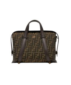 Fendi Boston 365 Brown Ff Jacquard Fabric Bag 27Cm 8Bl152Alp3F1N1S