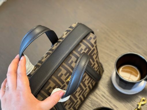 Fendi Boston 365 Brown Ff Jacquard Fabric Bag 27Cm 8Bl152Alp3F1N1S - Image 7