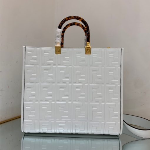 Fendi Sunshine Medium White Leather Shopper 35Cm 8Bh386Amcvf0Qvl - Image 2