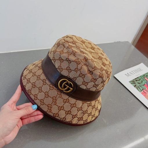 Gucci Canvas Bucket Hat With Doubleg Brown 576587 - Image 3