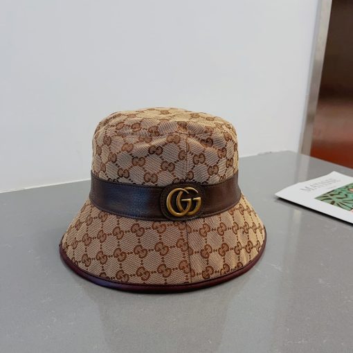 Gucci Canvas Bucket Hat With Doubleg Brown 576587 - Image 6