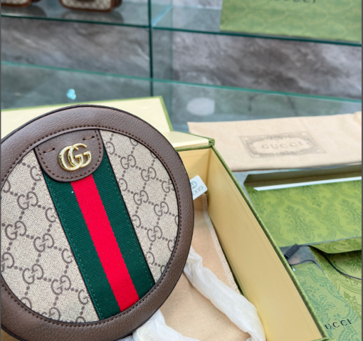 Gucci Ophidia Mini Gg Round Bag Beige And Brown 20Cm - Image 2
