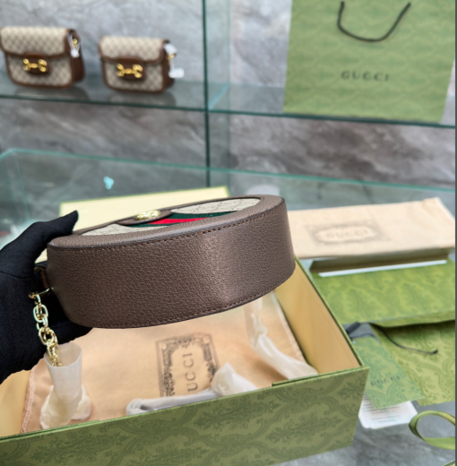 Gucci Ophidia Mini Gg Round Bag Beige And Brown 20Cm - Image 4