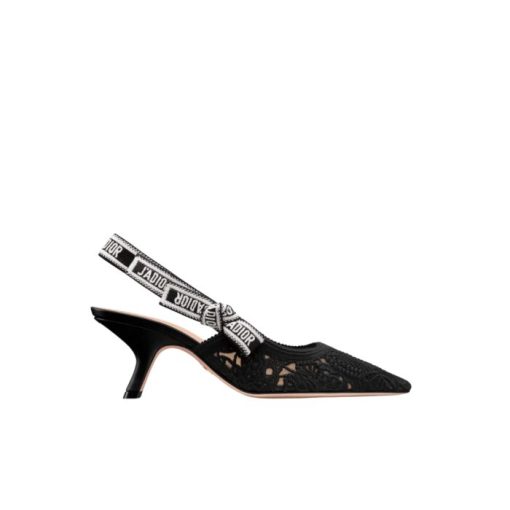 Dior J'Adior Slingback Pump Transparent Mesh Embroidered With Butterfly Motif Black Kdv039Bye S900 - Image 8