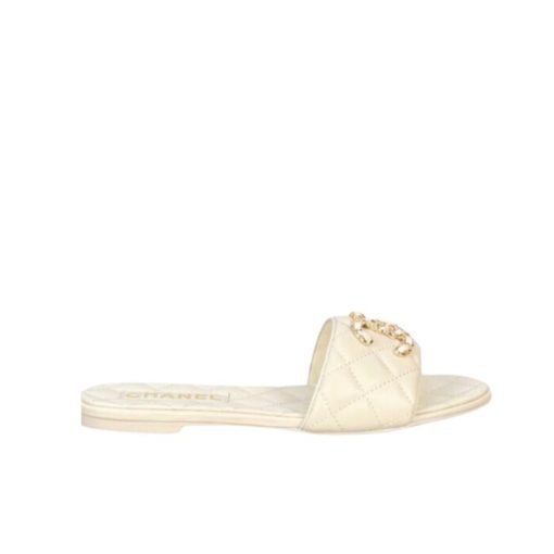 Chanel 23P Quilted Cc Chain Mule Sandal White - Image 11