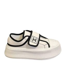 Chanel White Cc Cap Toe Slipon Sneaker White
