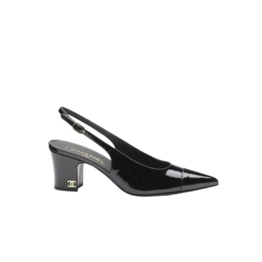 Chanel Slingbacks Heels Patent Calfskin In Black G45251 B14524 94305 - Image 8