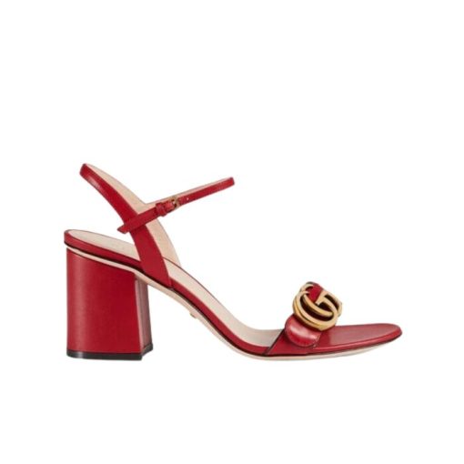 Gucci Double G Leather Mid Heel Sandal Red 453379 A3N00 - Image 10