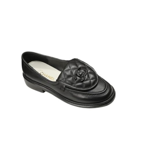 Chanel Cc Nib Turnlock Moccasins Flat Loafers Black - Image 10