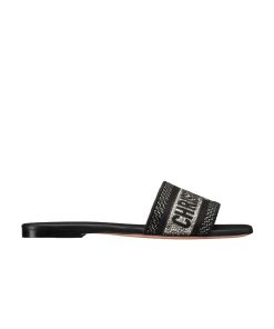 Dior Dway Slide Embroidered Cotton Black
