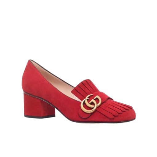Gucci Marmont Fringe Suede 55Mm Loafer Red From Neiman Marcus - Image 5