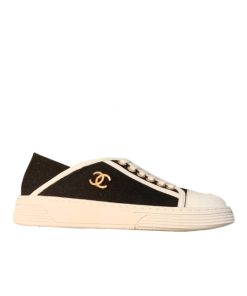 Chanel Casual Flat Sneakers Canvas Black