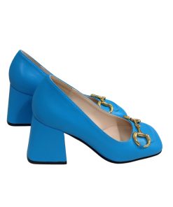 Gucci Women's Mid Heel Pump With Horsebit Blue