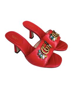 Gucci Ankle Buckle Strap Sylvie Chain Sandals In Gold