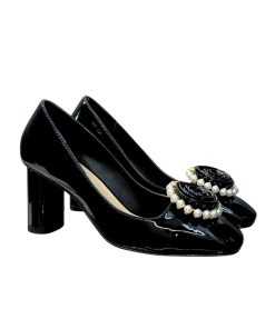 Dior Rose Pump Black White Resin Pearls