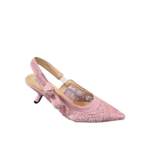 Dior J'Adior Slingback Pump Transparent Mesh Embroidered With Butterfly Motif Pink - Image 8