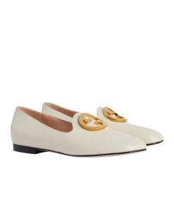 Gucci Logo Plaque Loafers White 723395 C9D00 9022