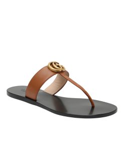 Gucci Double G Thong Leather Brown