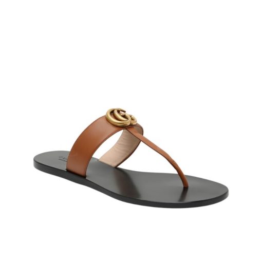 Gucci Double G Thong Leather Brown - Image 9