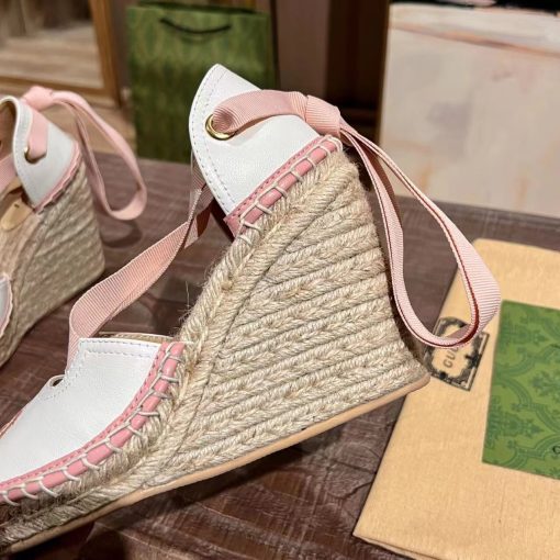 Gucci Gg Canvas Wedge Espadrilles Pink - Image 9