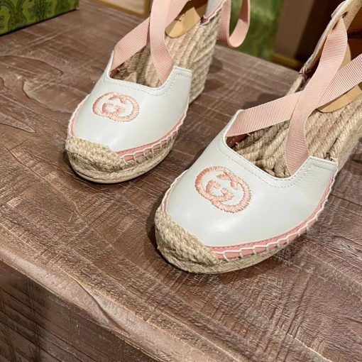Gucci Gg Canvas Wedge Espadrilles Pink - Image 5