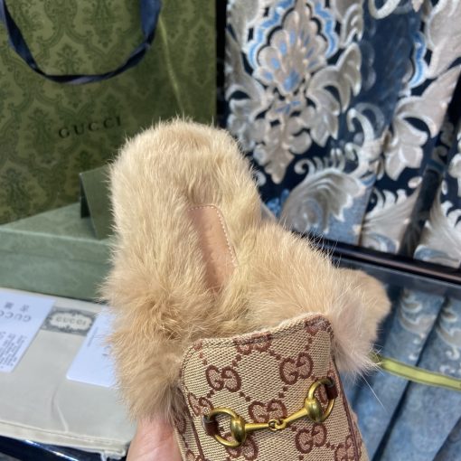Gucci Princetown Lamb Fur Slippers Rust Natural - Image 6