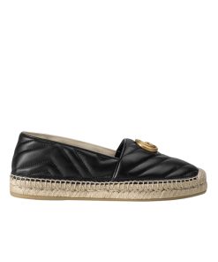 Gucci Espadrille Matelasse Chevron Leather With Double G Black 551890 Bko00 1000