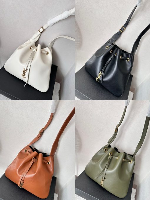 Saint Laurent Paris Vii Flat Hobo Bag In Smooth Leather Bag Dark Green 23Cm - Image 3