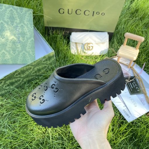 Gucci Men'S Slip On Sandal Black Gg Rubber 655517 Jfb00 1000 - Image 5