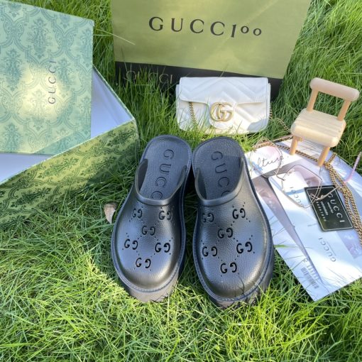 Gucci Men'S Slip On Sandal Black Gg Rubber 655517 Jfb00 1000 - Image 10