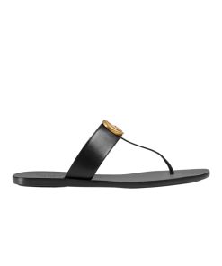 Gucci Double G Thong Leather Black ?497444 A3N00 1000