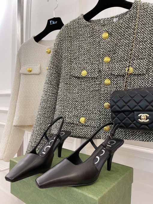 Gucci Women's Slingback Square Toe Pumps Black - Image 2