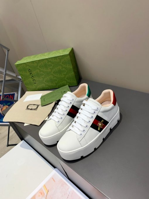 Gucci Ace Embroidered Platform Sneaker White 577573 Dope0 9064 - Image 3