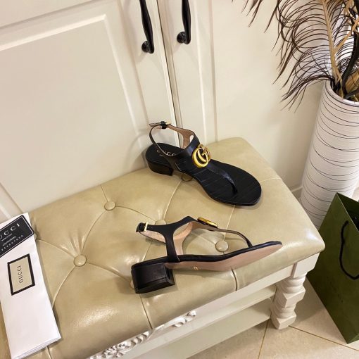 Gucci Double G Sandal Leather Black 674840 Bko00 1000 - Image 3