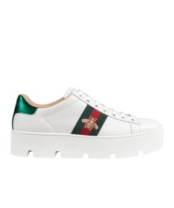Gucci Ace Embroidered Platform Sneaker White 577573 Dope0 9064