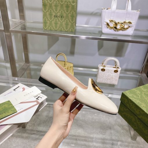 Gucci Logo Plaque Loafers White 723395 C9D00 9022 - Image 4