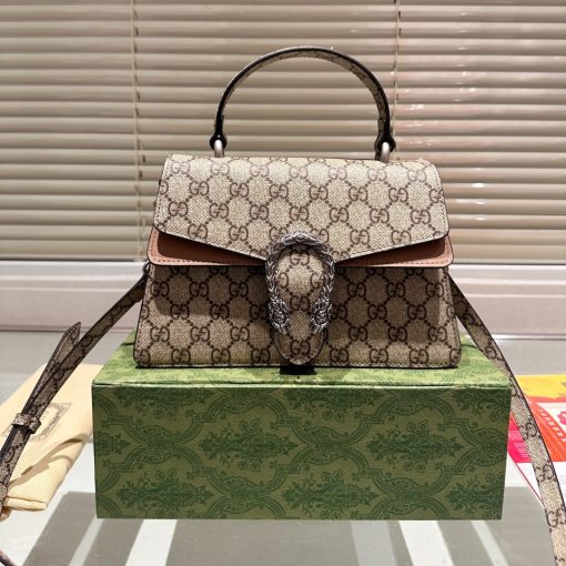 Gucci Damen Dionysus Gg Canvas Top Handle Bag Brown 24Cm - Image 2