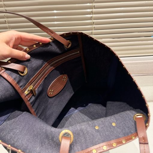 Celine Macadam Denim Tote Bag Indigo Navy Blue 34Cm - Image 6