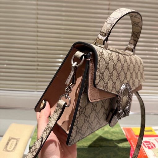 Gucci Damen Dionysus Gg Canvas Top Handle Bag Brown 24Cm - Image 3