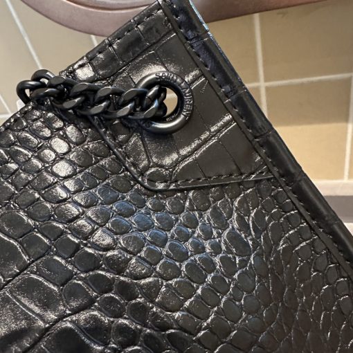Saint Laurent Niki Shopping Bag In Crocodile Embossed Leather Black 33Cm - Image 3