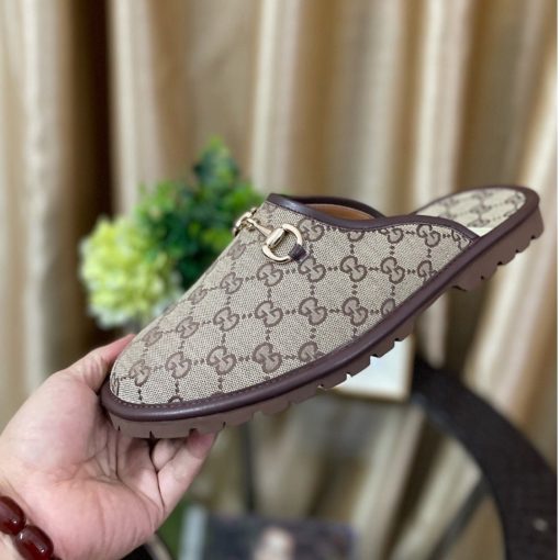 Gucci Gg Slipper Horsebit Canvas Beige 655571 96G60 9762 - Image 3