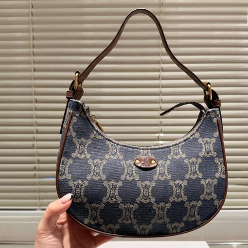 Celine Ava Triomphe Bag Half Moon In Denim Blue 25Cm - Image 5