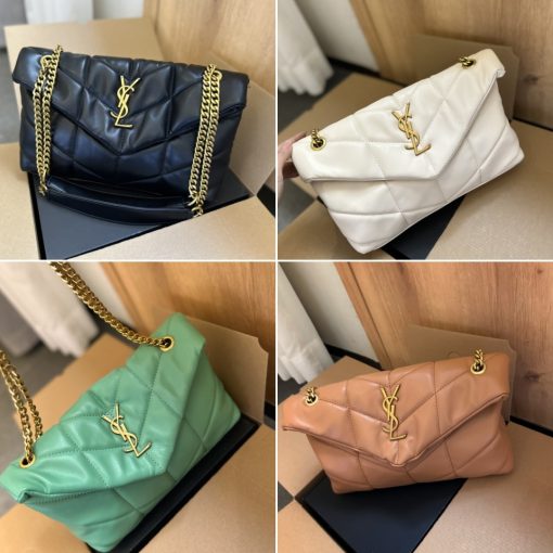 Saint Laurent Loulou Puffer Small Shoulder Bag In Soft Cream 28Cm - Image 3