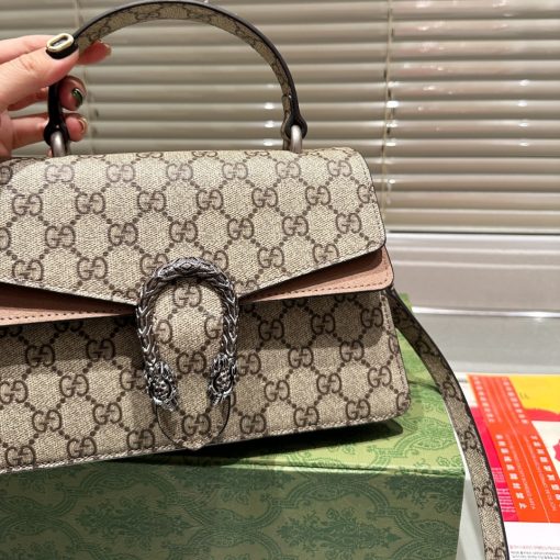 Gucci Damen Dionysus Gg Canvas Top Handle Bag Brown 24Cm - Image 4
