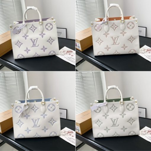 Louis Vuitton Onthego Mm Bag Latte And Candy Blue 34Cm M46833 - Image 3